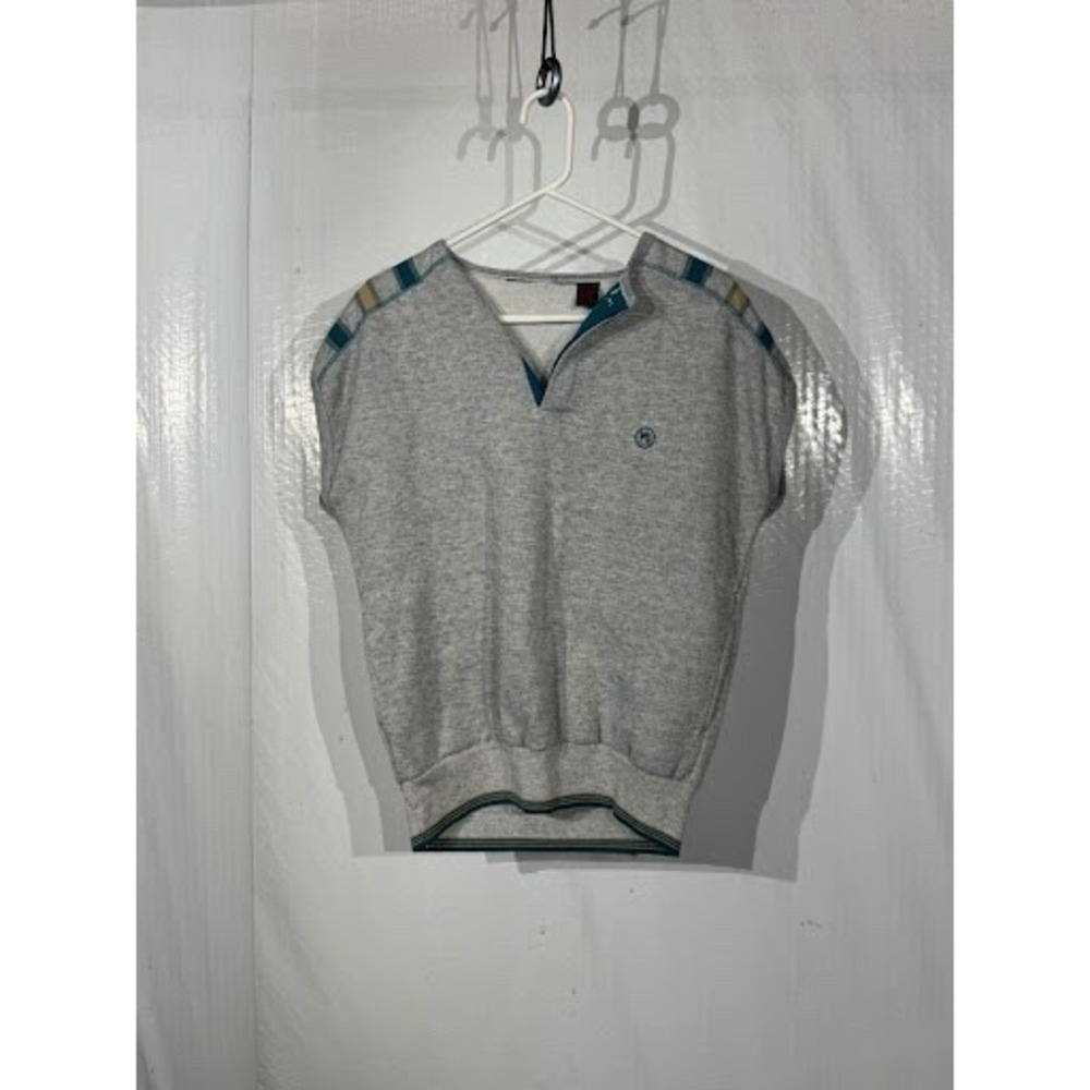 Vintage 80s WJ Sport Grey Heather Short Sleeve Pullover Sweater Vest Men's Large